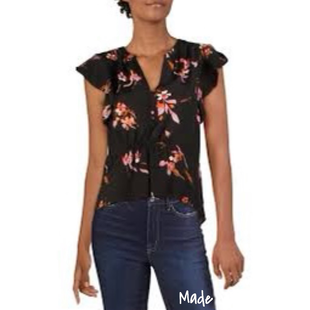 Joie Womens Cavi Cisbell Floral Print VNeck Henley
